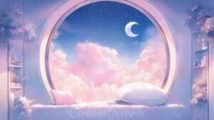 Dreamy Vtuber Background - Cute Bedroom with Starry Sky