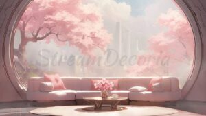 Pink Vtuber Background - Futuristic Sakura Suite