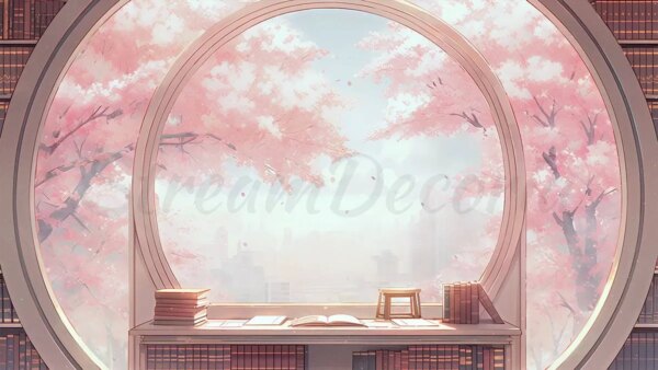 Cozy Sakura Study Room - Vtuber Background