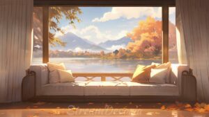 Cozy Vtuber Room with an Autumn View