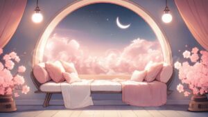Cute Bedroom with Dreamy Sky - Vtuber Background