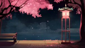Cherry Blossom Park At Night Vtuber Background