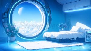 Blue Vtuber Background - Vtuber Room in Spaceship