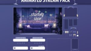 Animated stream overlay pack for New Year's Eve, including festive elements like starting soon screens and more